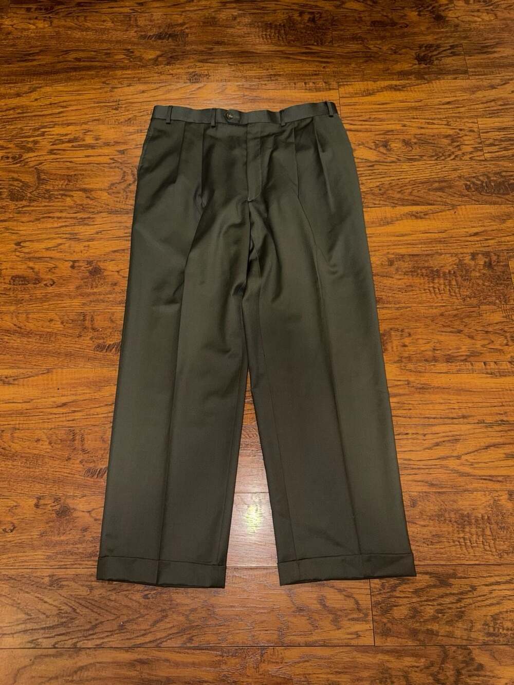 Lauren Ralph Lauren Pleated Dress Pants Size 36x32 Green Wool Trousers